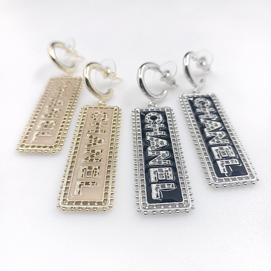 18K  Chanel Typo Drop Earrings