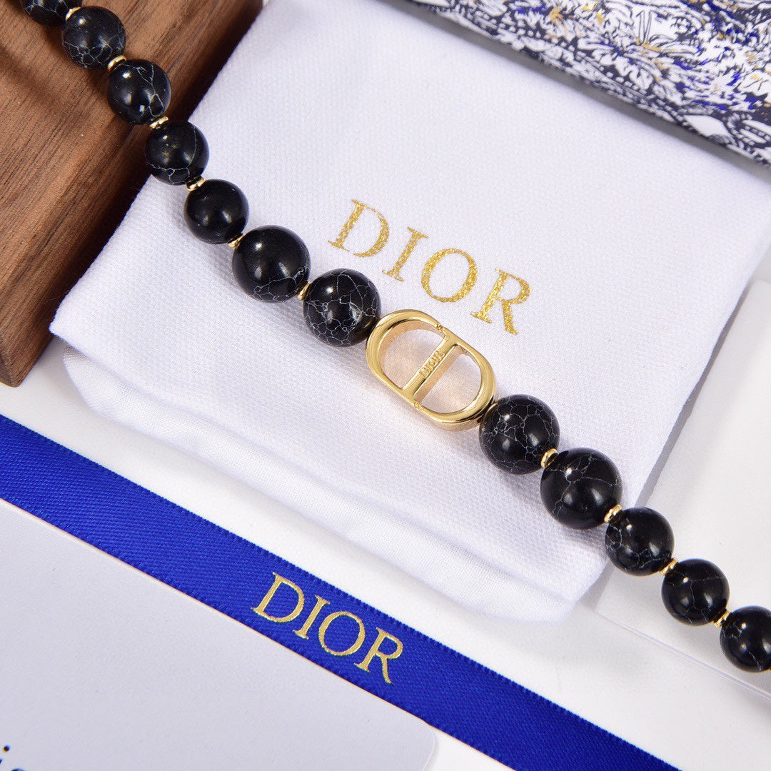 18K Dior 30 Montaigne Choker Black Pearls Necklace