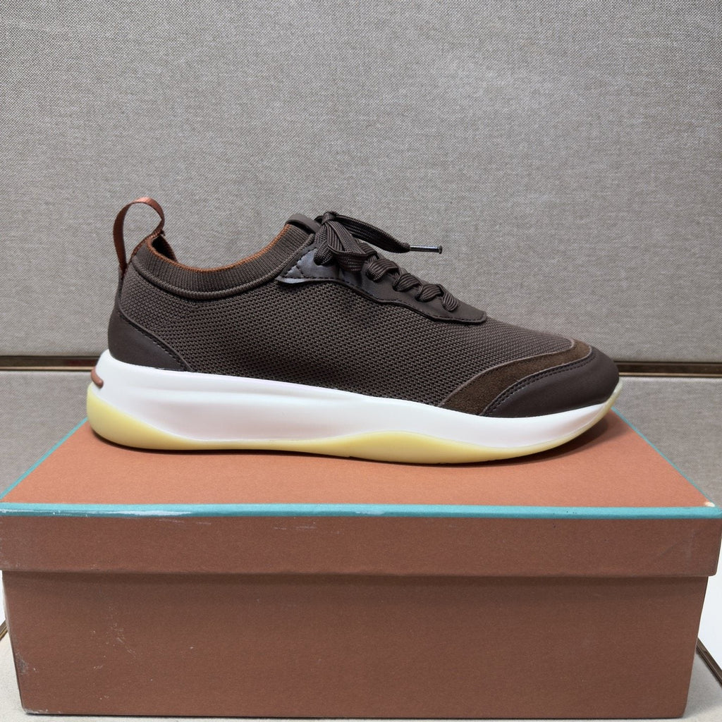 Men's Dark Brown Paneled Sneakers — side