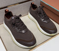 Men's Dark Brown Paneled Sneakers — hero