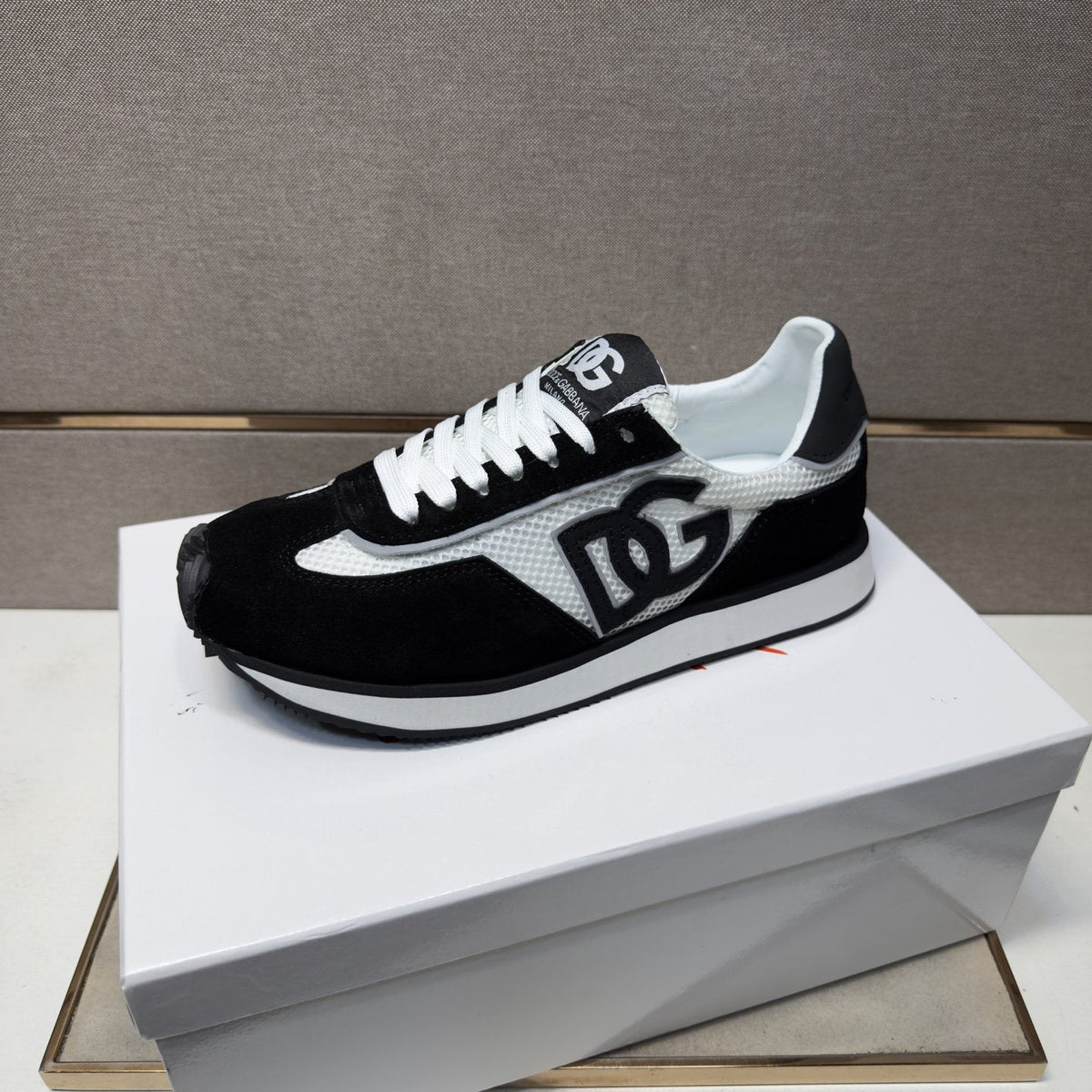 Dolce & Gabbana Black and White Panel Sneakers — side