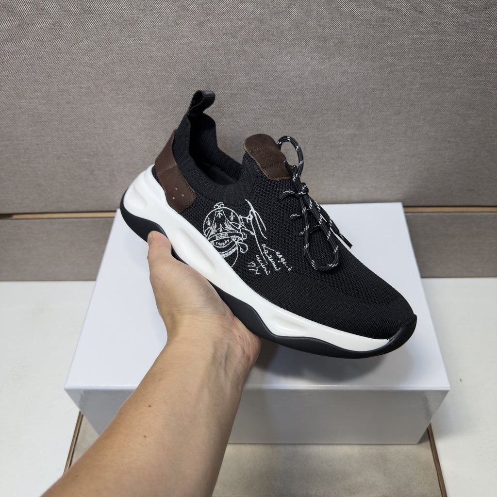 Berluti Black Mesh Lace-Up Sneakers — model