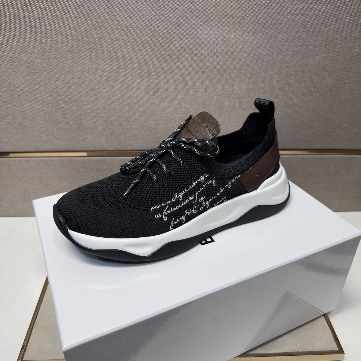 Berluti Black Mesh Lace-Up Sneakers — side