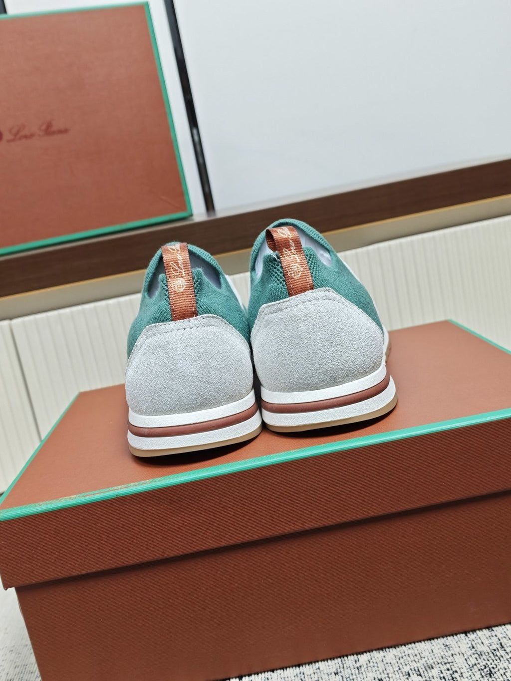 Teal Green Knit Slip-On Sneakers — back