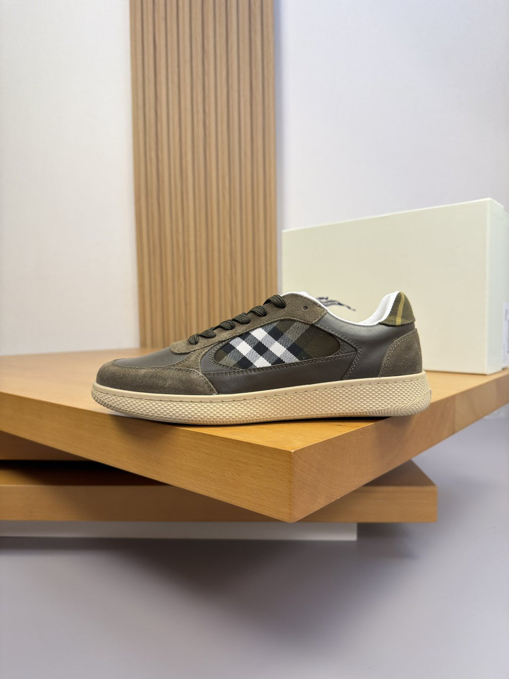 Burberry Check-Panel Low-Top Sneakers — side