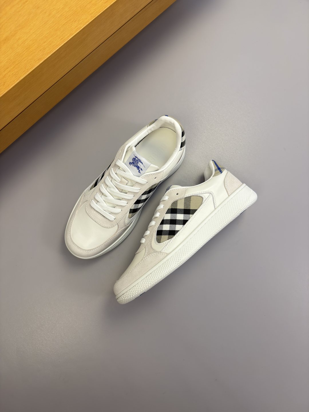 Burberry Check-Panel Low-Top Sneakers — side