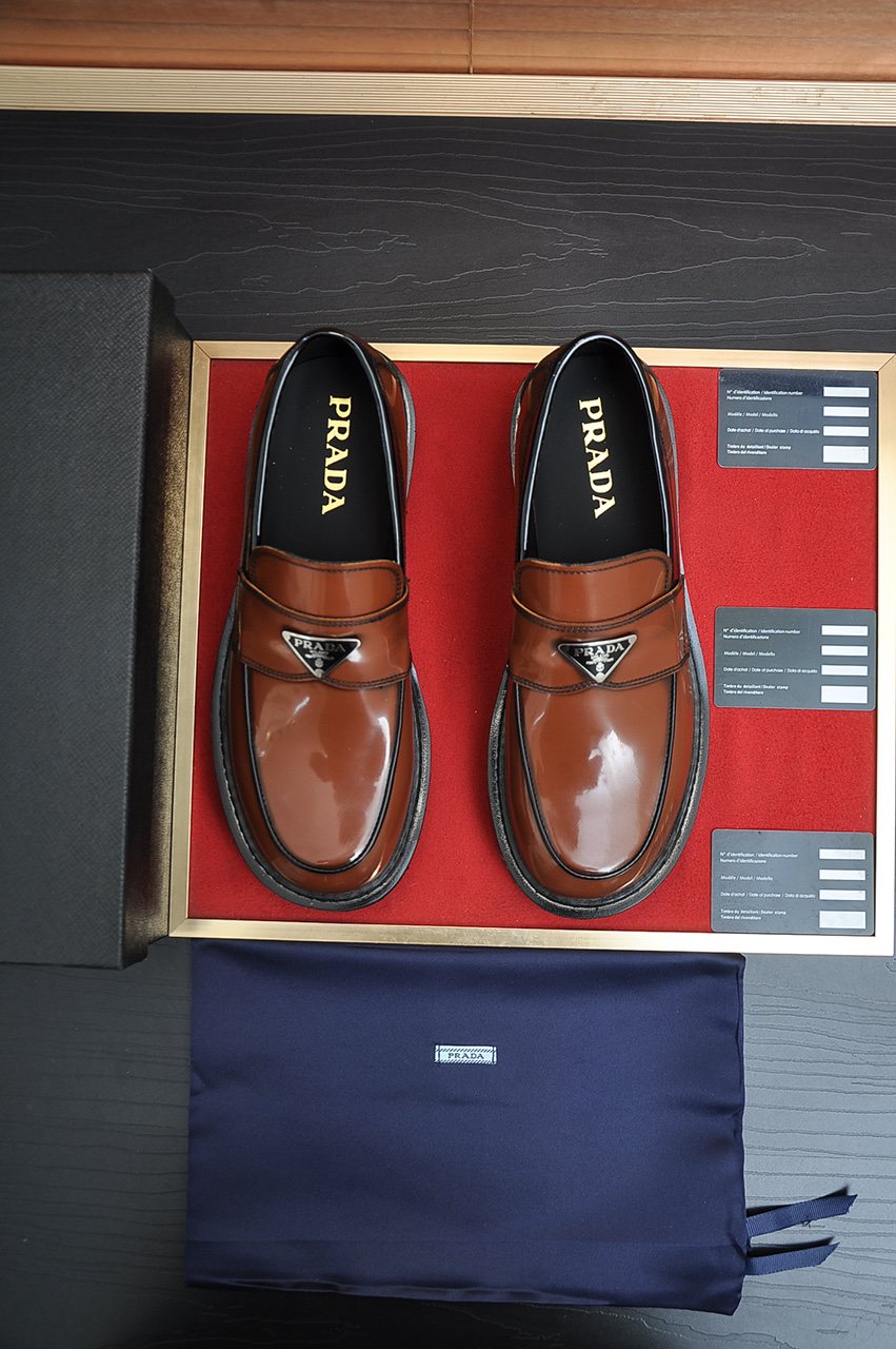 Prada Lug-Sole Strap Loafers — front
