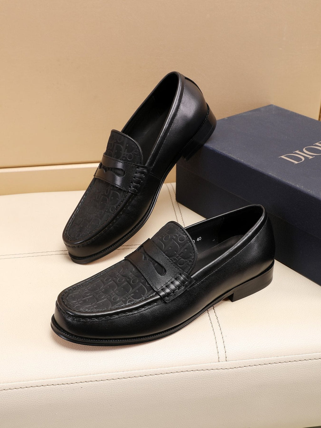 Dior Textured Apron-Toe Loafers — front