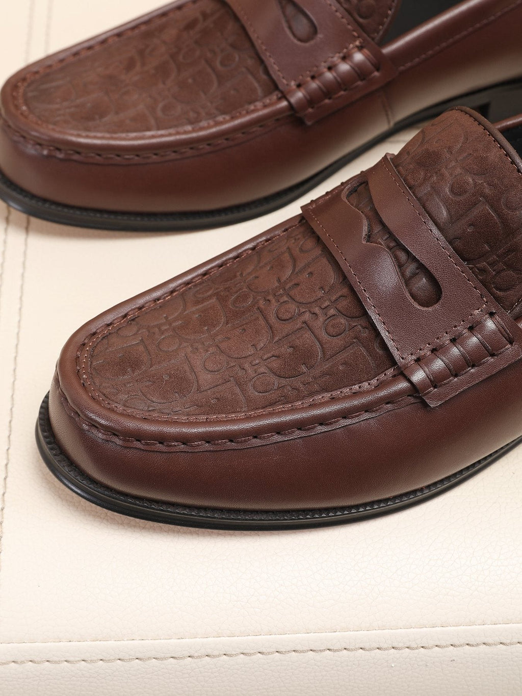 Dior Textured Apron-Toe Loafers — detail