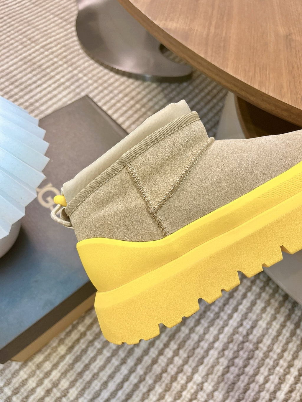 UGG Contrast-Toe Drawstring Ankle Boots — detail