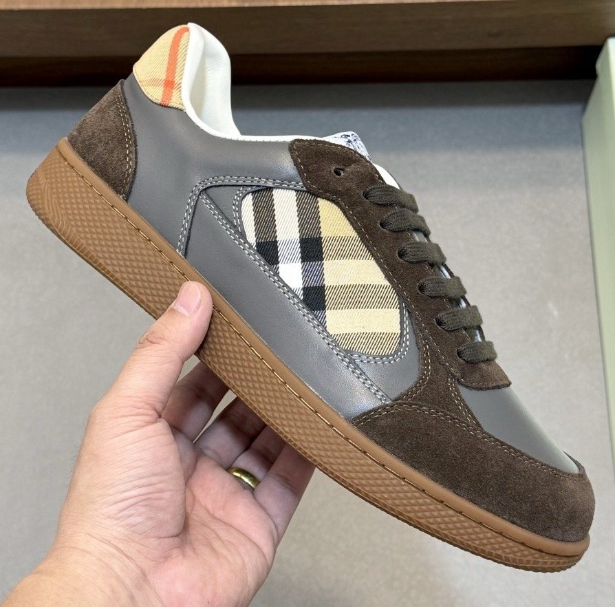 Burberry Check-Panel Low-Top Sneakers — front