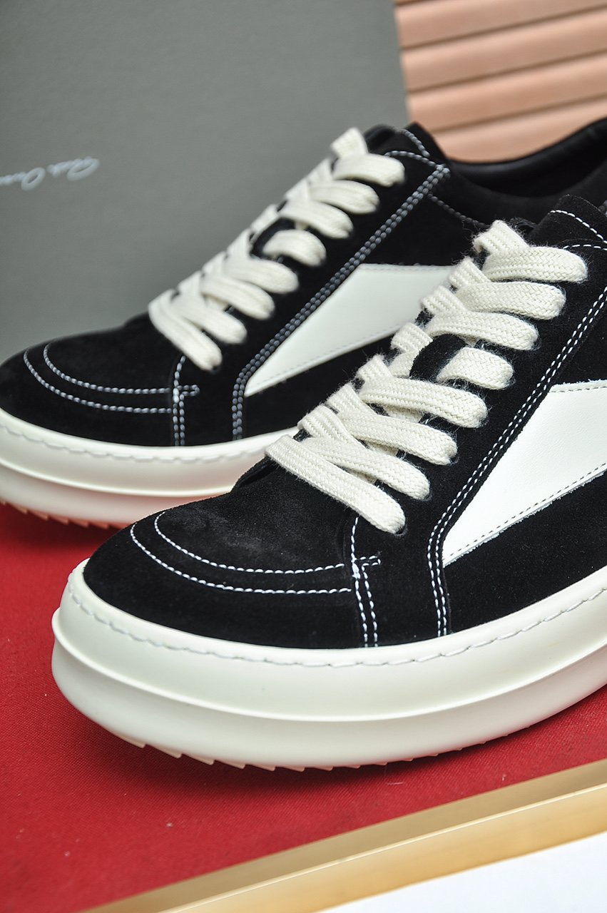 Rick Owens Contrast-Panel Platform Sneakers — detail