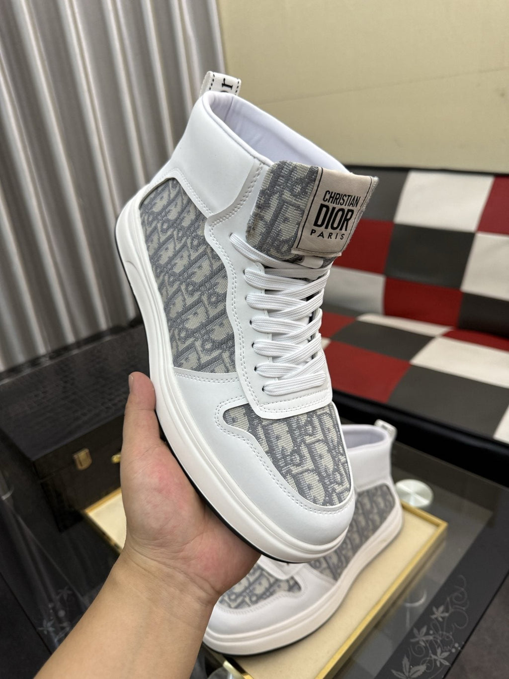 Dior Patterned High-Top Sneakers — model