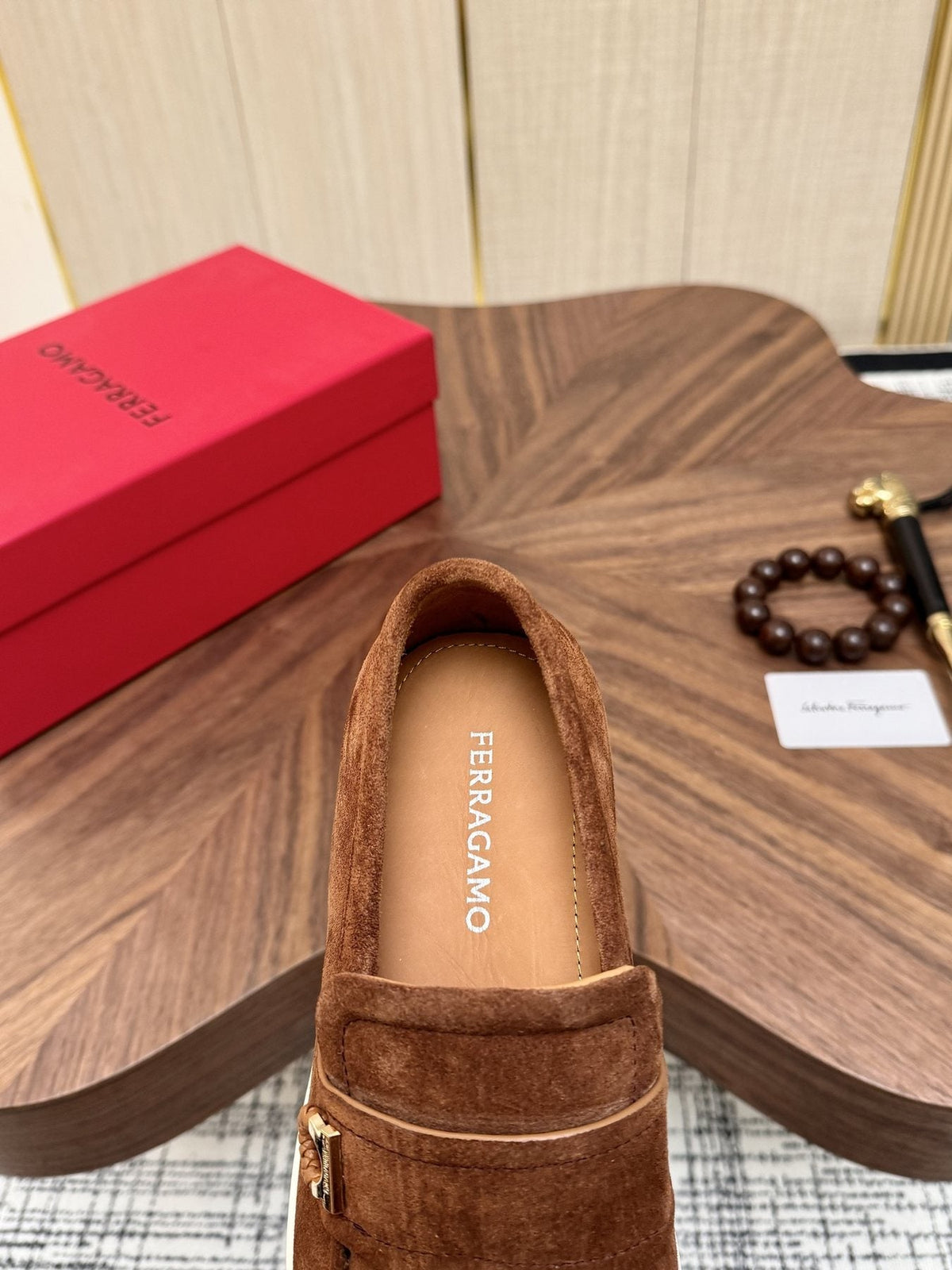 Salvatore Ferragamo Men's Strap-Detail Slip-On Shoes — detail