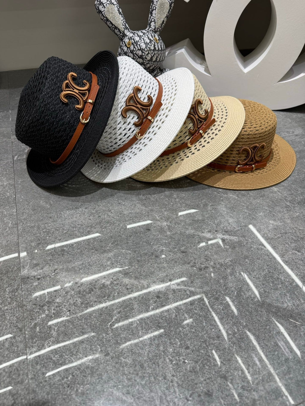 CELINE Straw Flat-Top Sun Hat