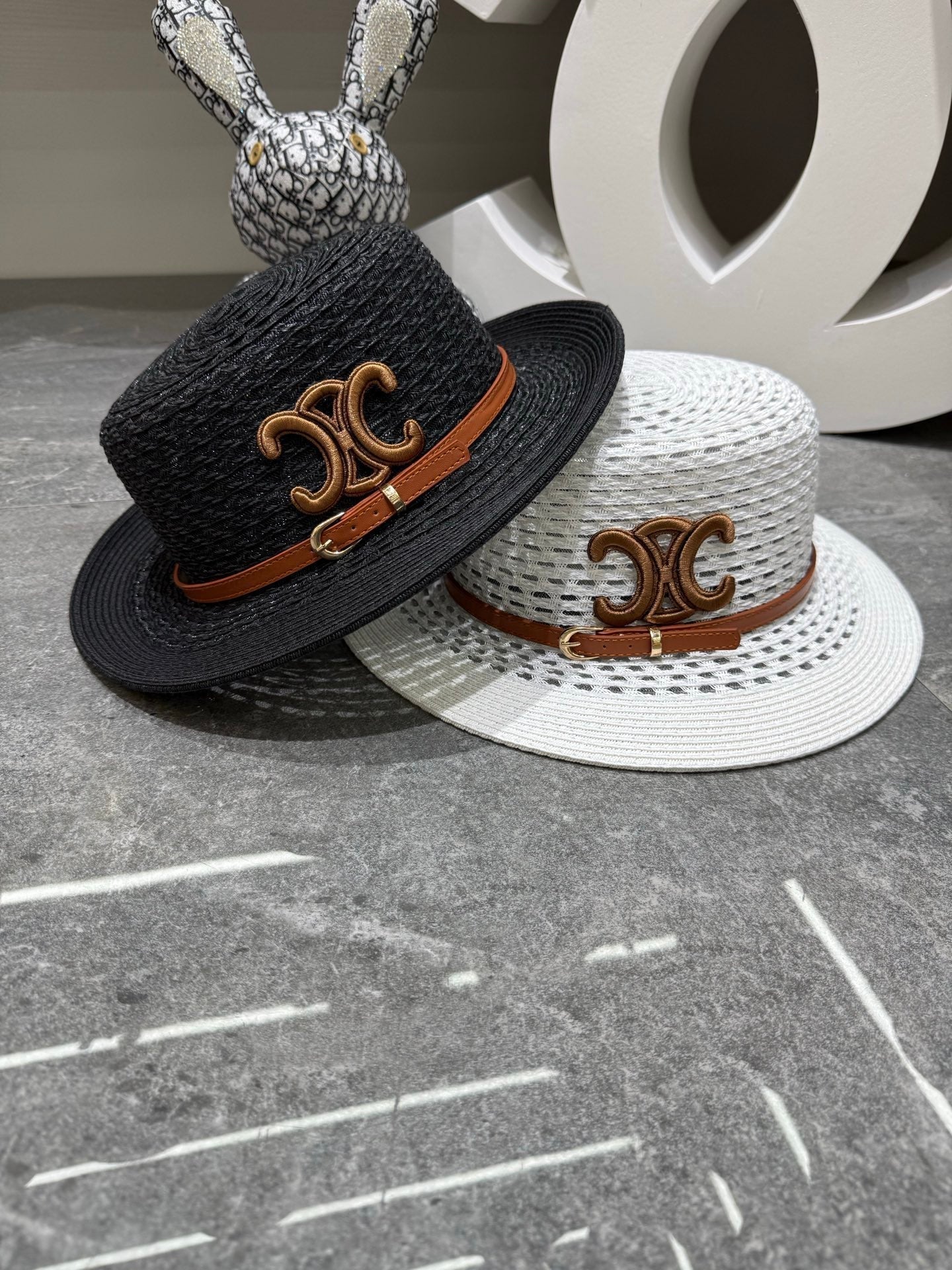 CELINE Straw Flat-Top Sun Hat