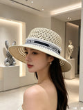 DIOR Straw Flat-Top Sun Hat
