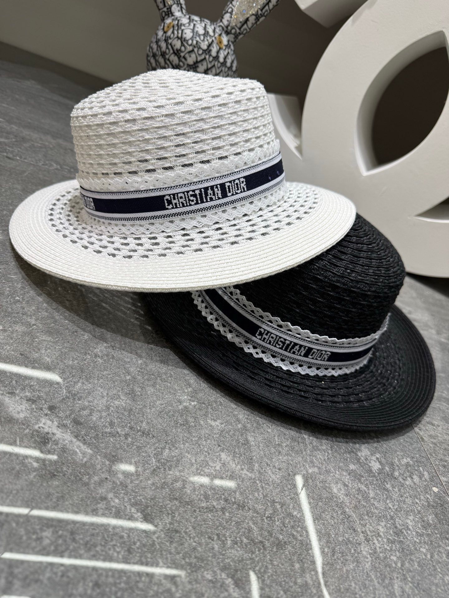 DIOR Straw Flat-Top Sun Hat