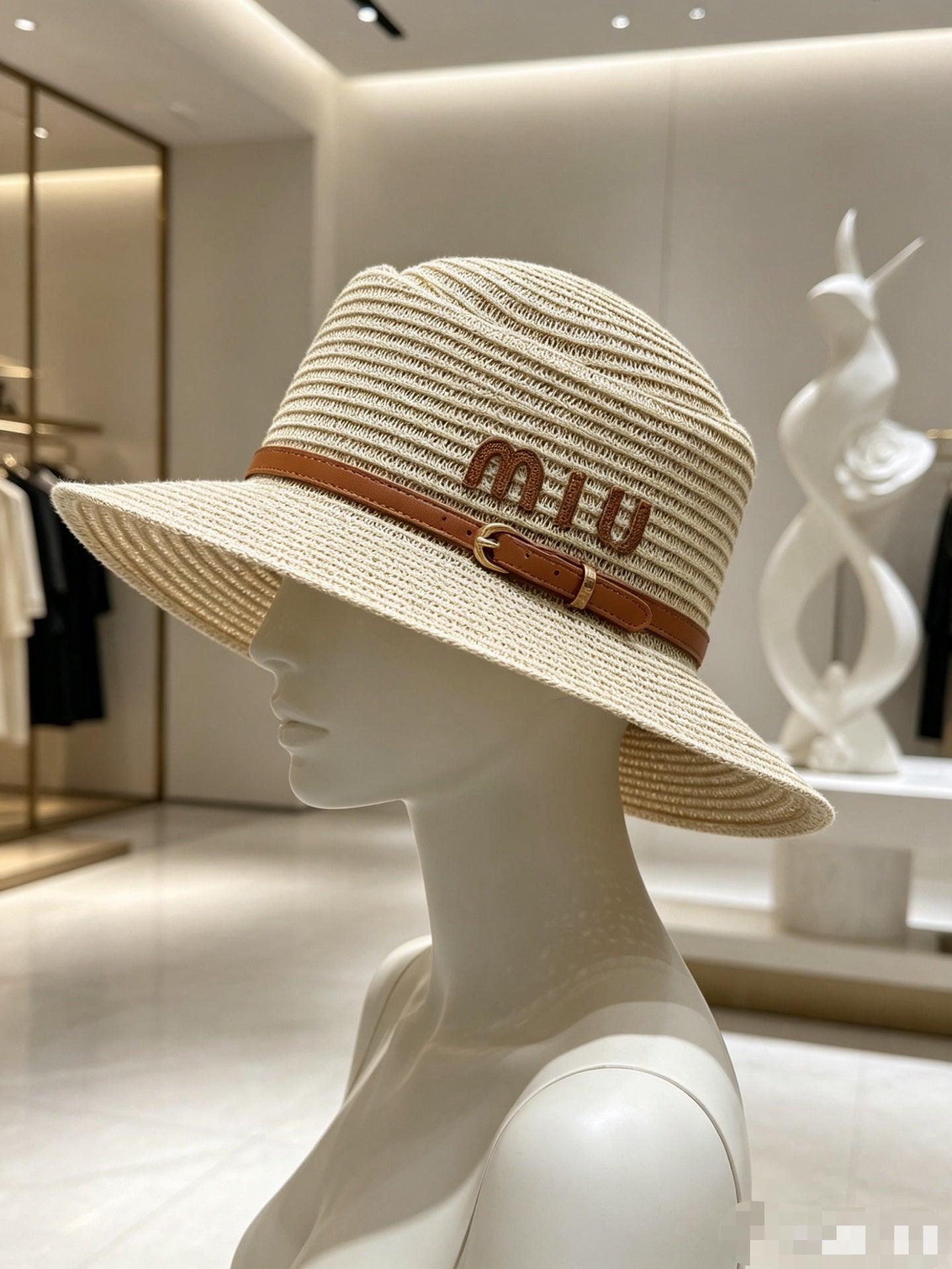 MIU MIU Concave Crown Flat Brim Cap