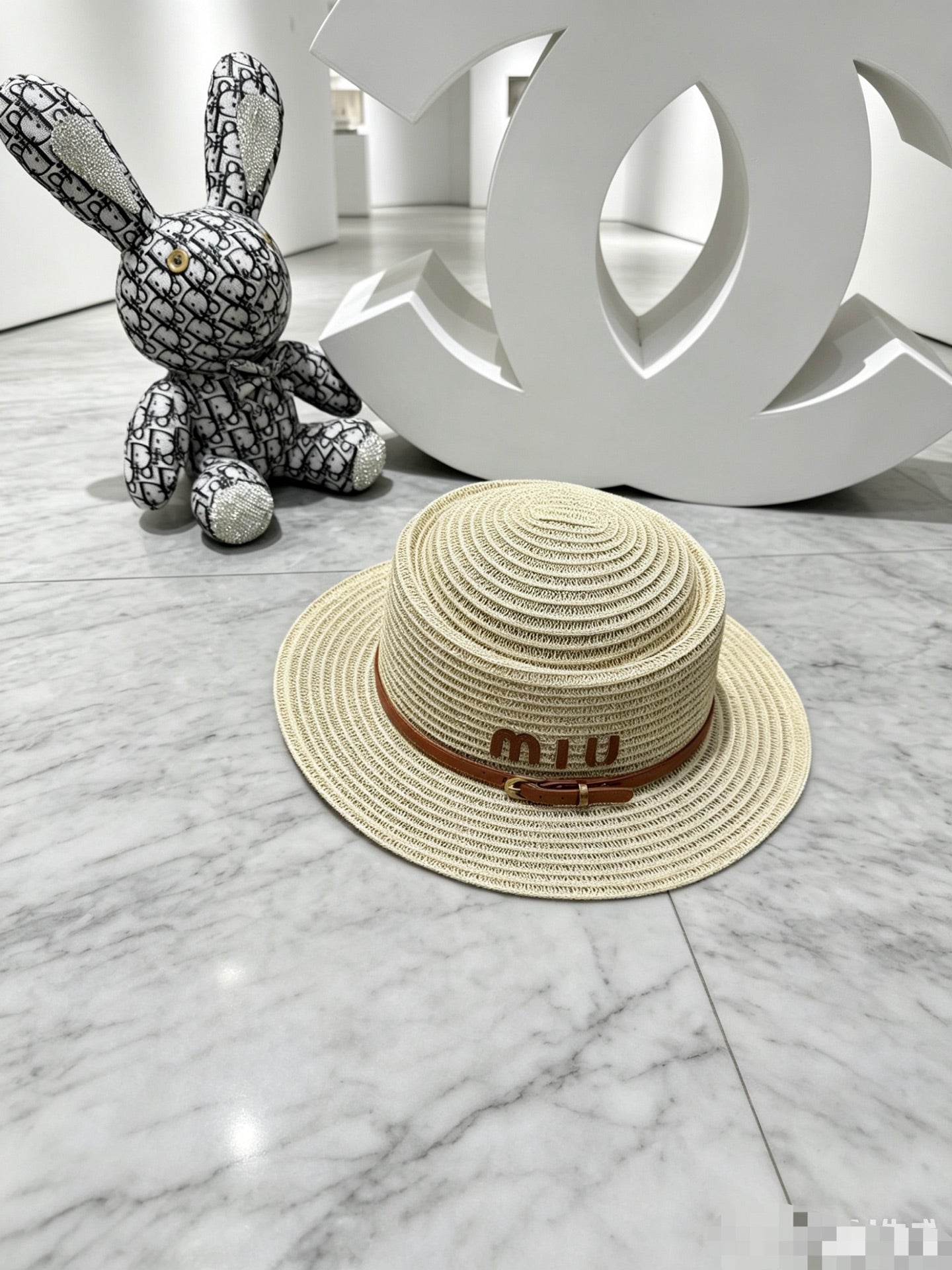MIU MIU Concave Crown Flat Brim Cap