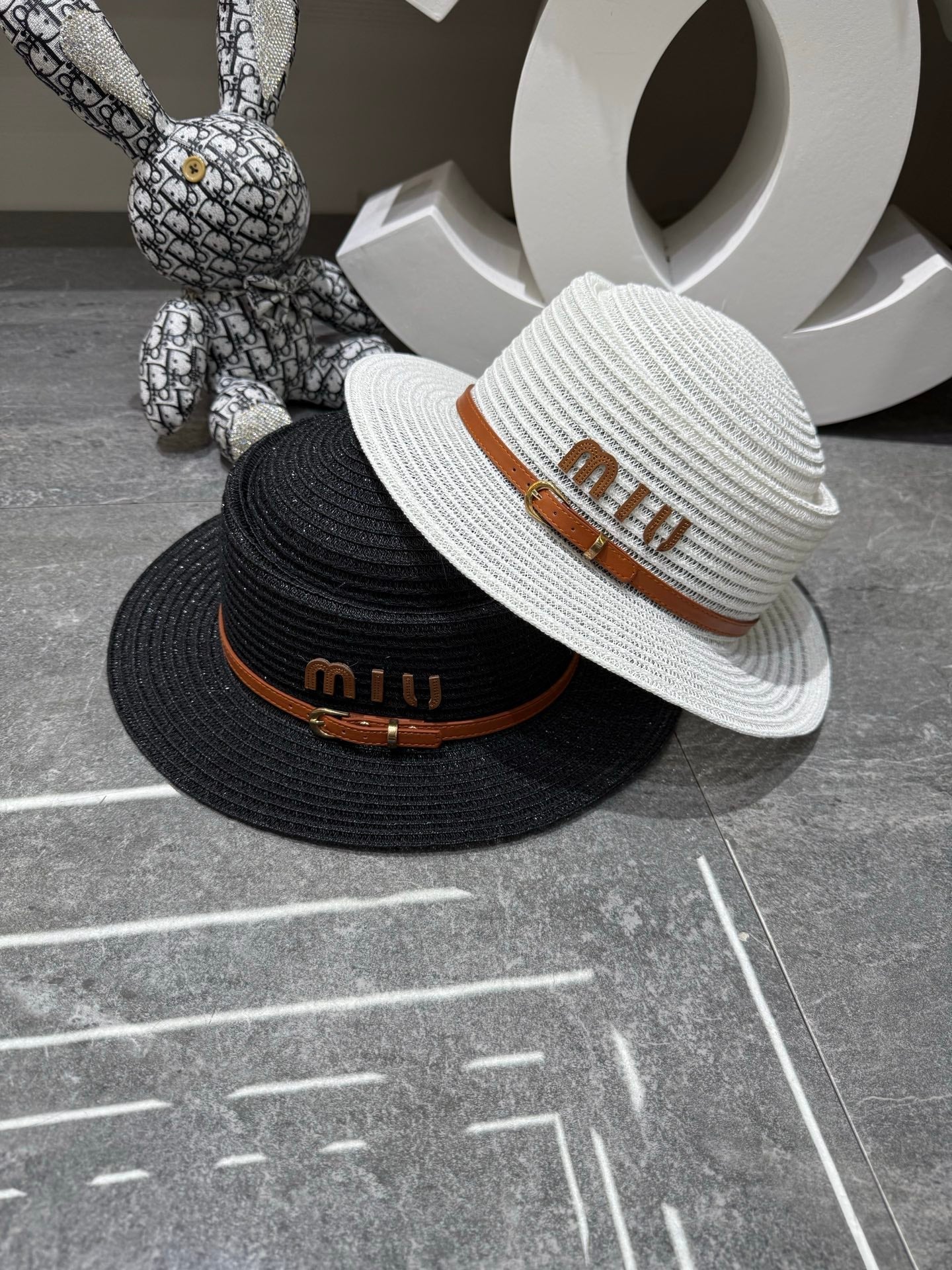MIU MIU Concave Crown Flat Brim Cap