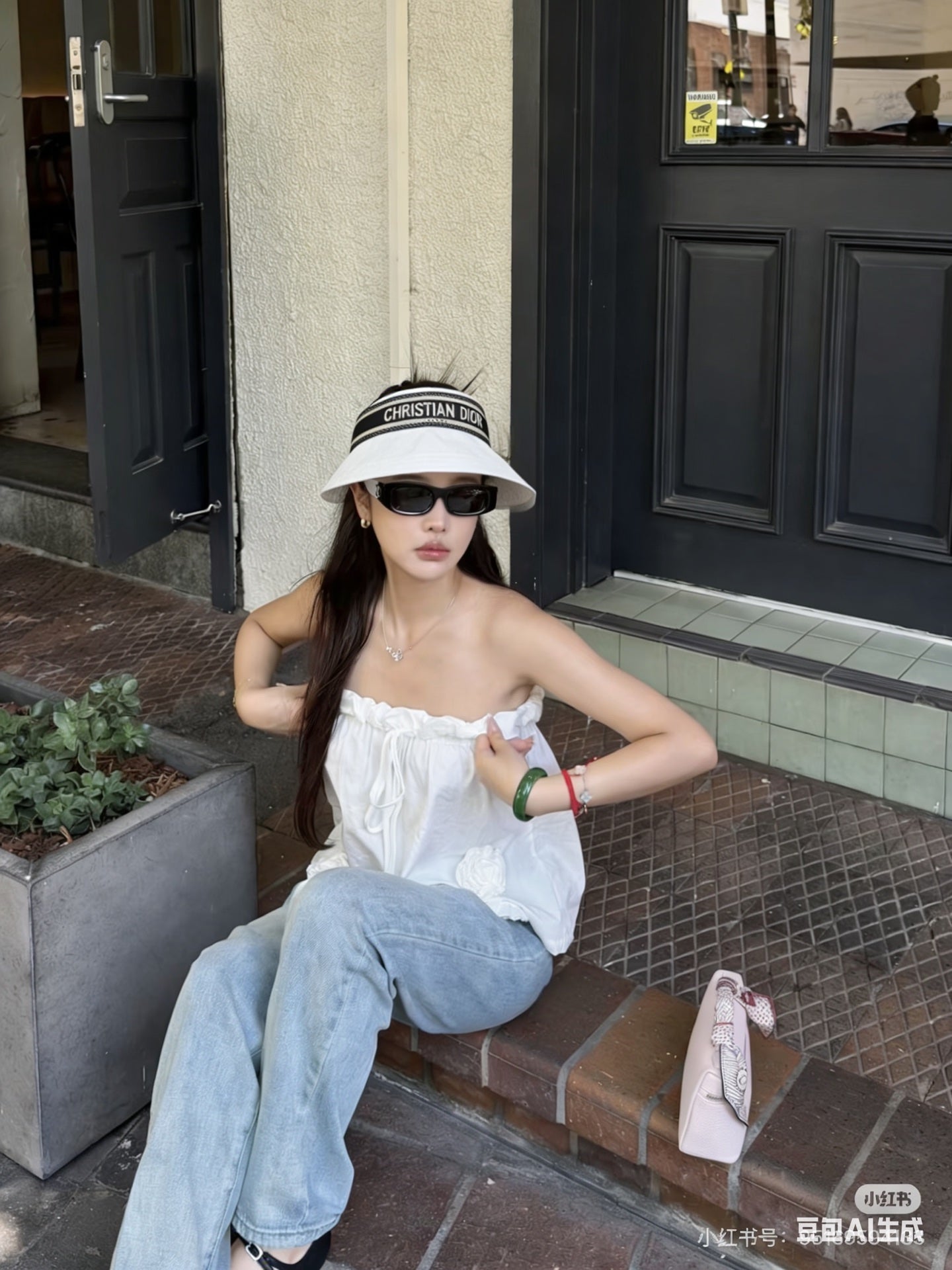 DIOR Polka Dot Sun Visor Hat